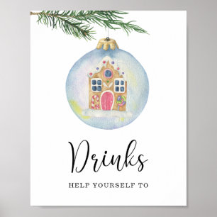 Evergreen winter branch - Drinks Poster