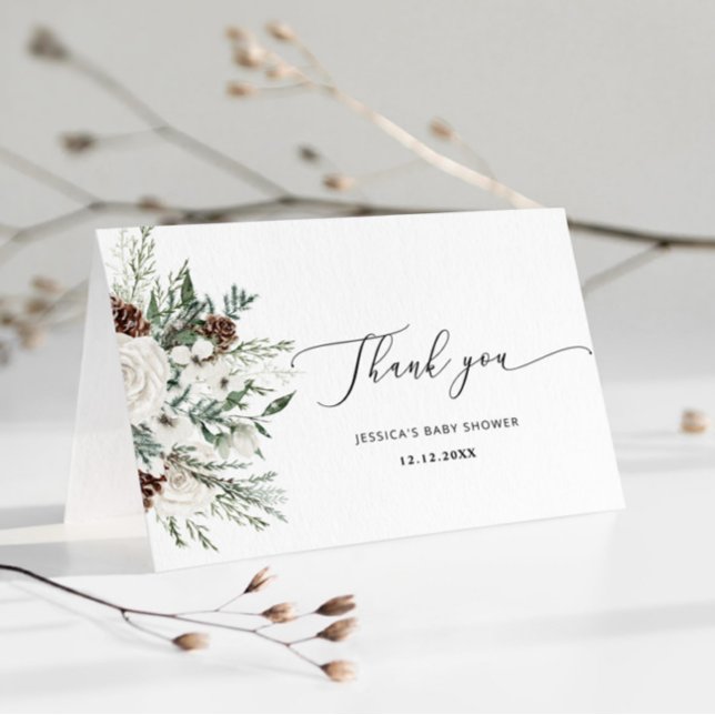Evergreen winter elegant baby shower thank you (Creator Uploaded)