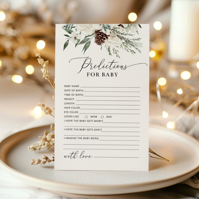 Evergreen winter elegant Predictions for baby card (Creator Uploaded)