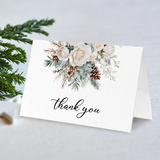 Evergreen Winter First Birthday Thank You Card (Creator Uploaded)