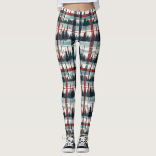 Evergreen Winter Forest Plaid Leggings