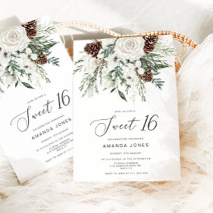 Evergreen winter Sweet 16 Birthday celebration Invitation