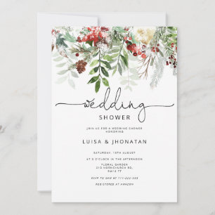 Evergreen winter wedding shower invitation