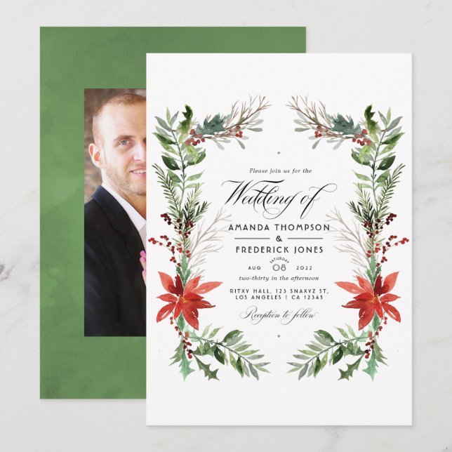 Evergreen - Wintertide Woodland Christmas Wedding Invitation (Front/Back)