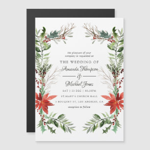 Evergreen - Wintertide Woodland Christmas Wedding Magnetic Invitation
