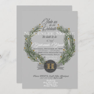 Evergreen Wreath w/Monogram Invitation