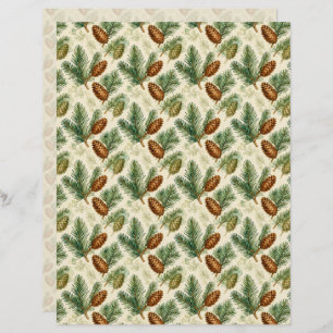 Evergreens and Cones Scrapbook Paper