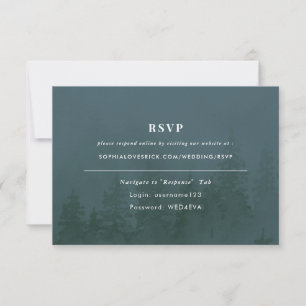 Evergreens in the Foggy Forest Blue RSVP Card