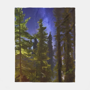 Evergreens In The Moonlight  Fleece Blanket