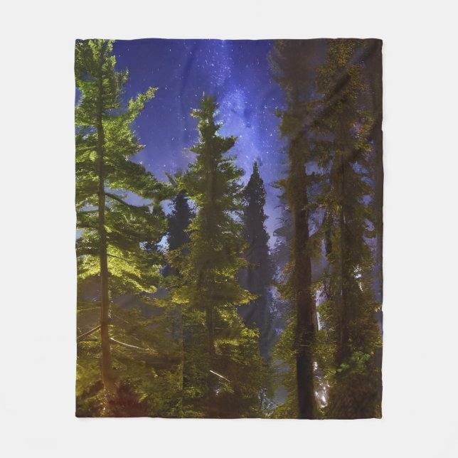 Evergreens In The Moonlight  Fleece Blanket (Front)