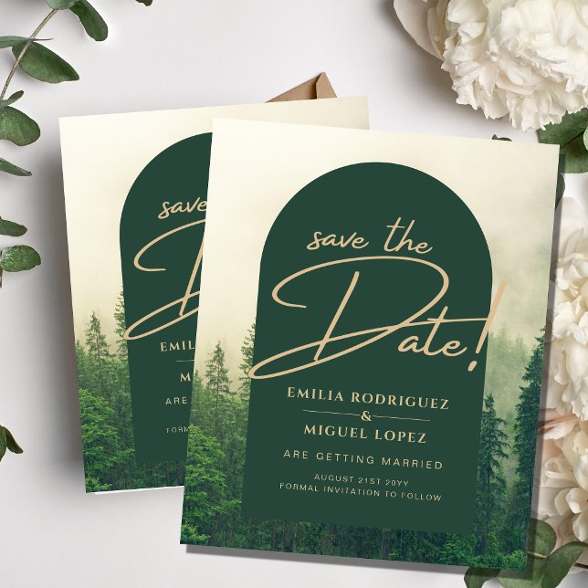 EVERGREENS Mountain Trees Winter Wedding SAVE DATE Flyer (Creator Uploaded)