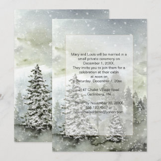 Evergreens Snow Mountains Reception Only Wedding Invitation