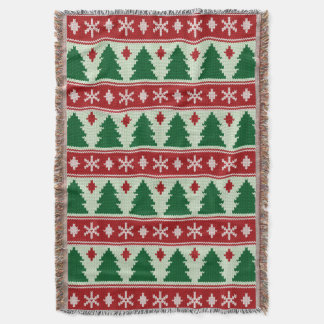 Evergreens & Snowflakes Knit Throw Blanket