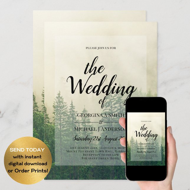 Evergreens Winter Wedding Mountain Forest Invitation (Creator Uploaded)