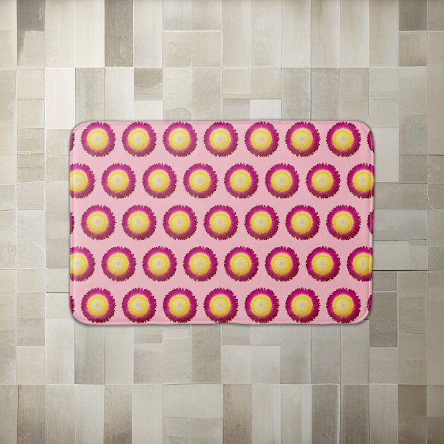 Everlasting Flower Seamless Pattern on Bath Mat (Everlasting flower seamless pattern on pink bath mat)