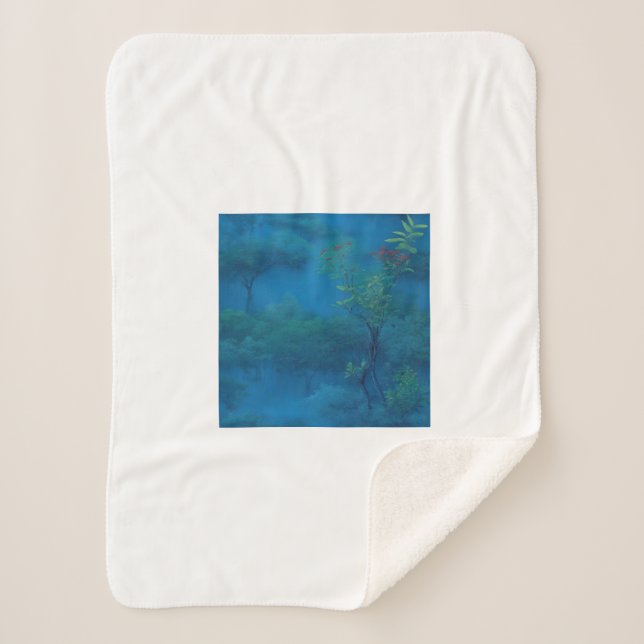 Everlasting Lake in the Cedar Forest Sherpa Blanket (Front)