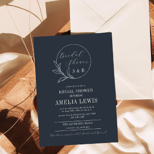 Everlasting Love Deep Blue Wreath Bridal Shower Invitation