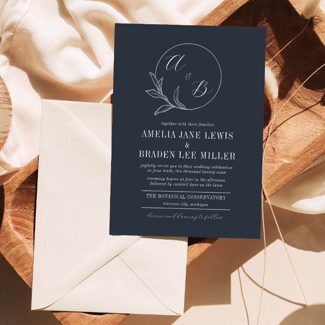 Everlasting Love | Deep Blue Wreath Wedding Invite (Creator Uploaded)