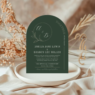 Everlasting Love Deep Green Arch Wedding Invite