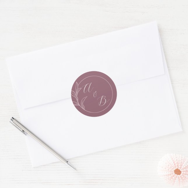 Everlasting Love | Deep Mauve | Wedding Invite Classic Round Sticker (Envelope)