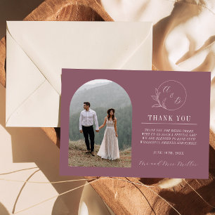 Everlasting Love Deep Mauve Wedding Thank You Card