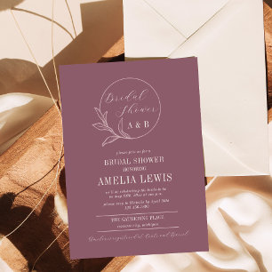 Everlasting Love Deep Mauve Wreath Bridal Shower Invitation