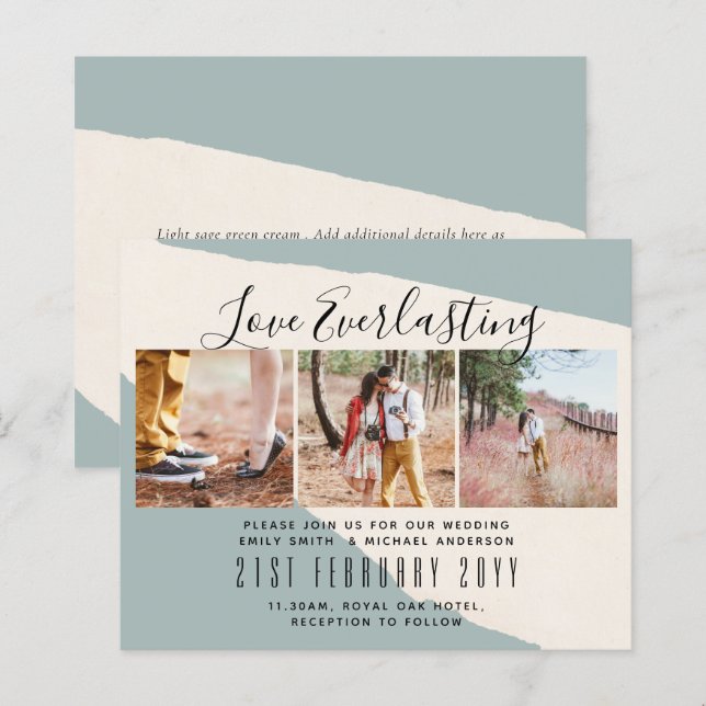 Everlasting Love PHOTO COLLAGE Wedding Event Invit (Front/Back)