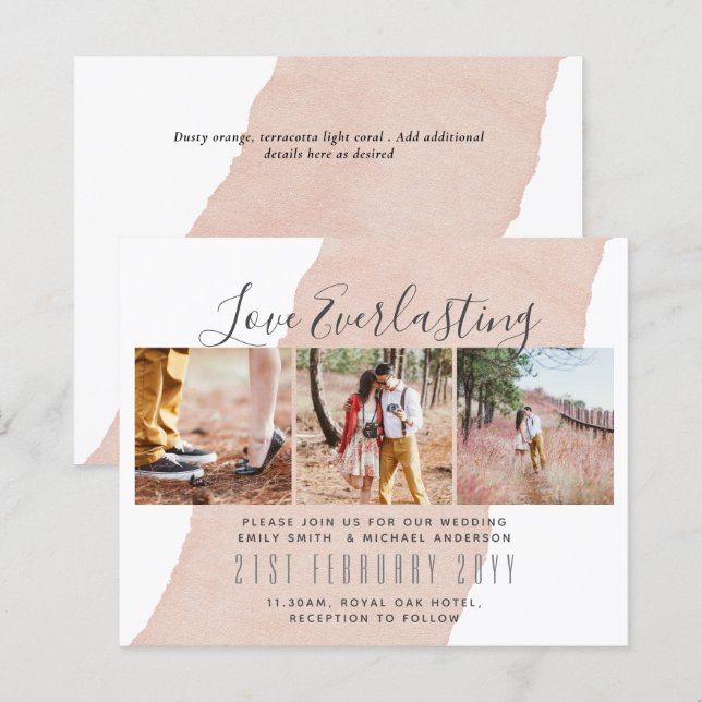Everlasting Love PHOTO COLLAGE Wedding Event Invit (Front/Back)
