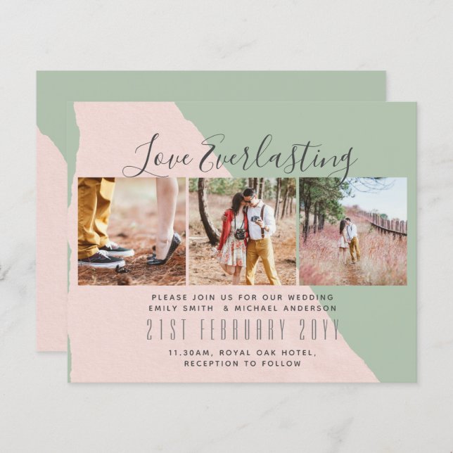 Everlasting Love PHOTO COLLAGE Wedding Event Invit (Front/Back)