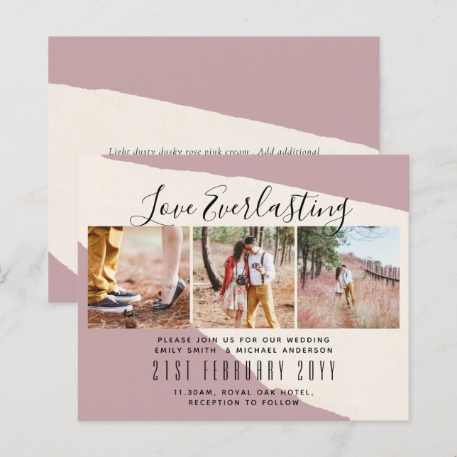 Everlasting Love PHOTO COLLAGE Wedding Event Invit (Front/Back)