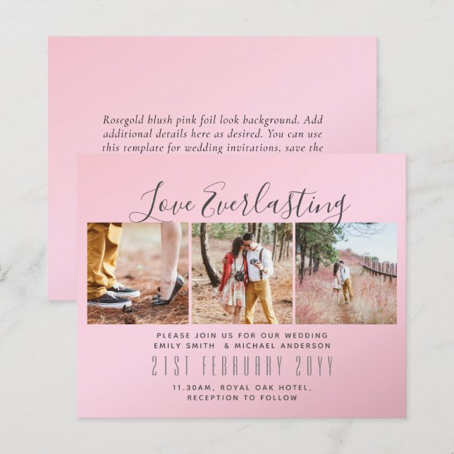 Everlasting Love PHOTO COLLAGE Wedding Event Invit (Front/Back)