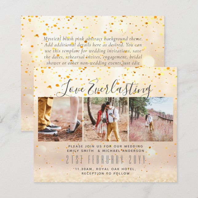 Everlasting Love PHOTO COLLAGE Wedding Event Invit (Front/Back)