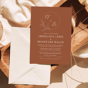 Everlasting Love   Terracotta Wreath Wedding Invitation