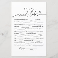 EVERLEIGH Bridal Shower Libs, Fill in the Blank