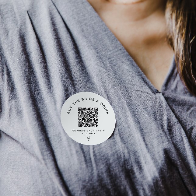 EVERLEIGH Buy The Bride A Drink Bachelorette QR Classic Round Sticker (Creator Uploaded)