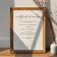 EVERLEIGH Certificate Of Marriage 11x14