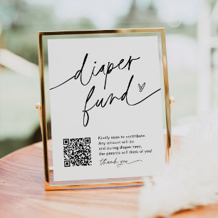 EVERLEIGH Diaper Fund QR Code Baby Shower Sign