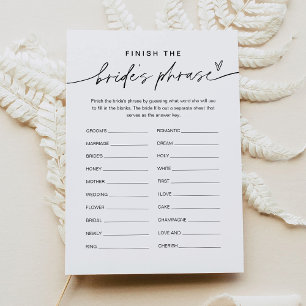 EVERLEIGH Finish the Bride's Phrase Bridal Game  Invitation