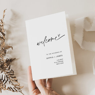 EVERLEIGH Folded Wedding Program, Order of Service Thank You Card