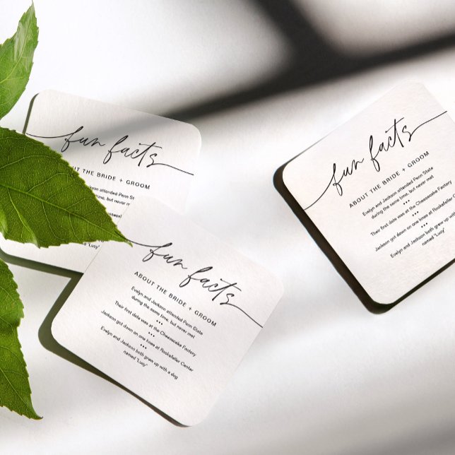 EVERLEIGH Fun Facts About Bride & Groom (set 50)  Square Paper Coaster (Creator Uploaded)