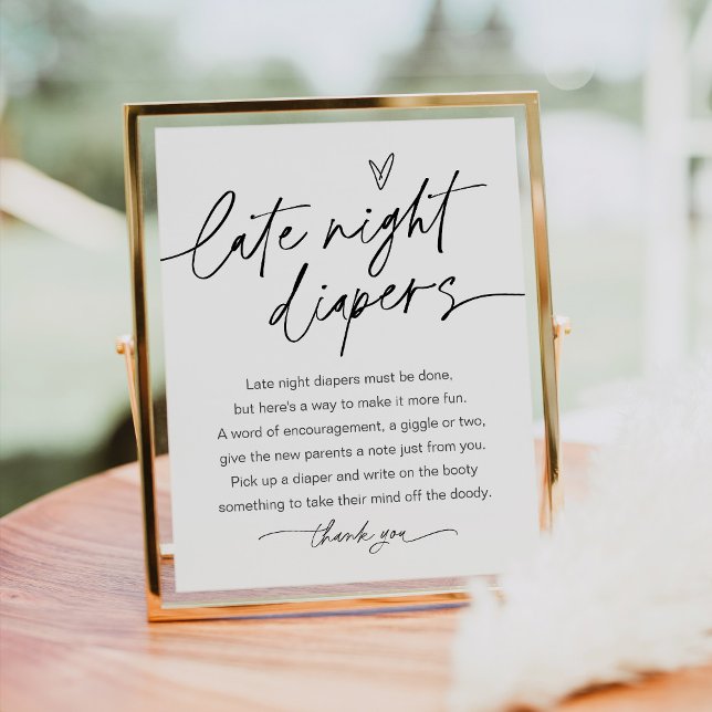EVERLEIGH Late Night Diapers Baby Shower Sign (Creator Uploaded)