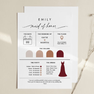 EVERLEIGH Maid of Honour Bridal Party Info Card