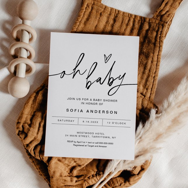 EVERLEIGH Minimalist Oh Baby Shower Invitation (Creator Uploaded)