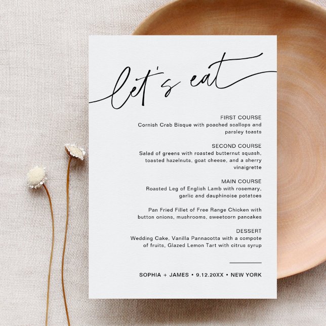 EVERLEIGH Minimalist Wedding Dinner Menu Card (Creator Uploaded)