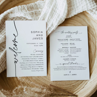 EVERLEIGH Minimalist Wedding Program 5x7 Card