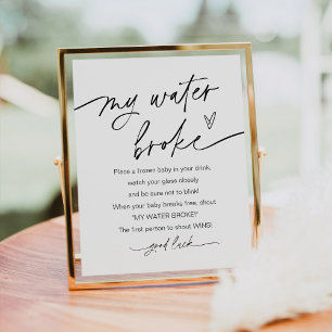 EVERLEIGH My Water Broke Baby Shower Game Sign