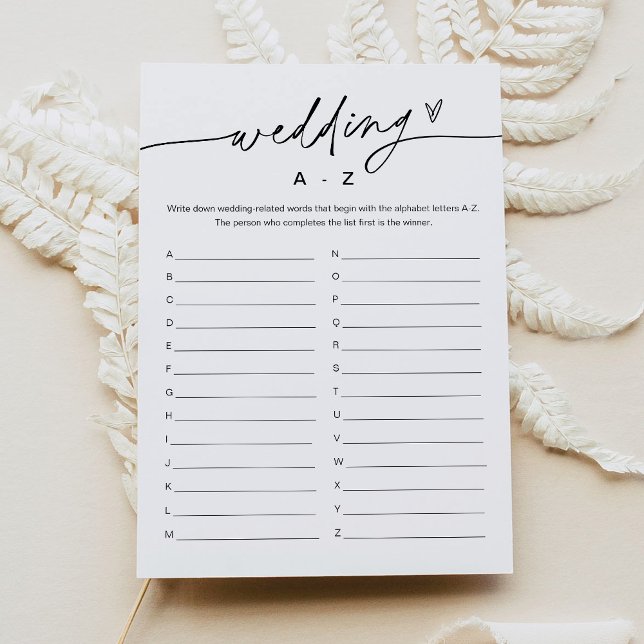 EVERLEIGH Wedding A-Z Bridal Shower Game Card (Creator Uploaded)