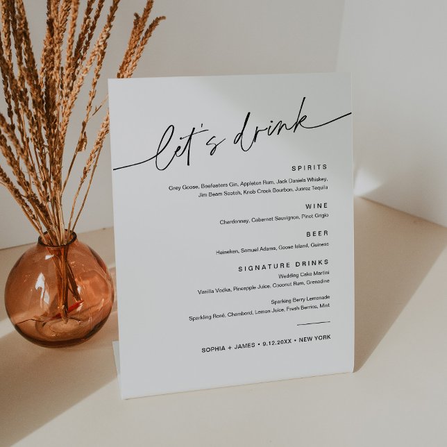 EVERLEIGH Wedding Drink Cocktail Menu 8x10 Pedestal Sign (Creator Uploaded)