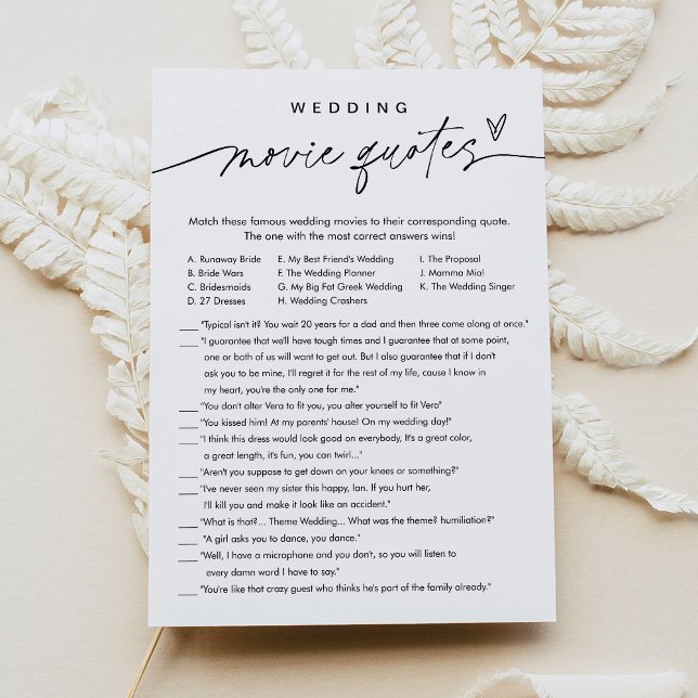 EVERLEIGH Wedding Movie Quotes Bridal Shower Game Invitation (Creator Uploaded)