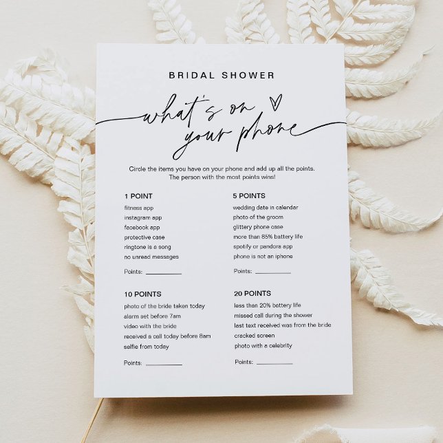 EVERLEIGH What's On Your Phone Bridal Shower Game  Invitation (Creator Uploaded)